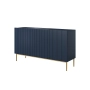 Komoda Nicole 150 cm trzydrzwiowa z ryflowanym frontem - granat / złote nóżki - Limitowana oferta